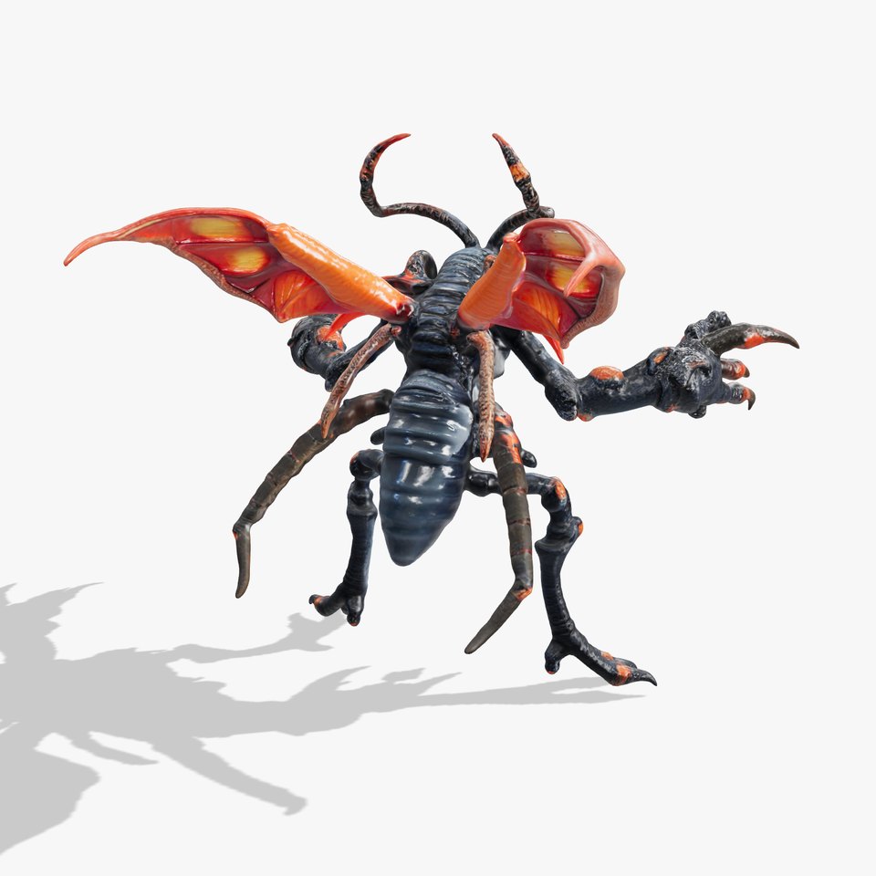 Alien Insectoid Warrior Rigged and Animated Character Model
